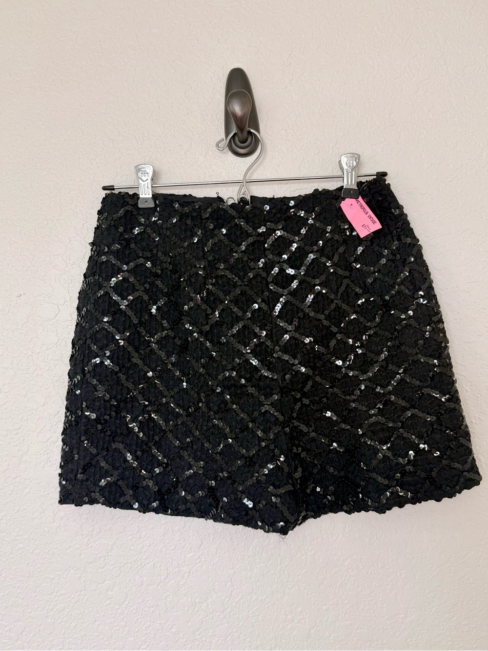 Vintage Black Sequin High Waist Women’s Shorts